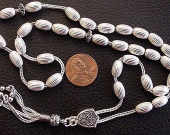 Worry Beads Greek Komboloi Entirely in Heavy Sterling Silver