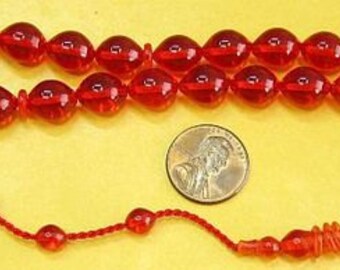 Prayer Worry  Beads Tesbih Cherry Red Turkish Amber Catalin - SUPERIOR CARVING