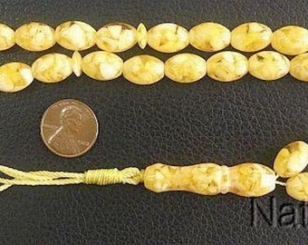 Prayer Beads Tesbih Gebetskette  Real Yellow Amber + Mother of Pearl Fantastic New Material