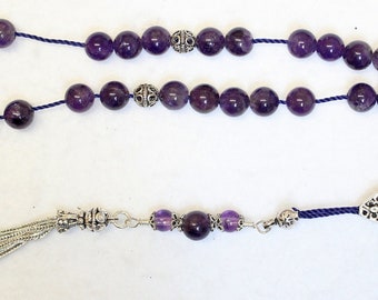 Greek Komboloi Amethyst and Sterling Silver