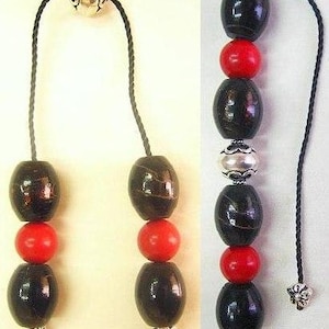 Begleri Mini Konmboloi aus Roter und Schwarzer Koralle ( Yussuri) und Sterling Silber - Exklusives Design