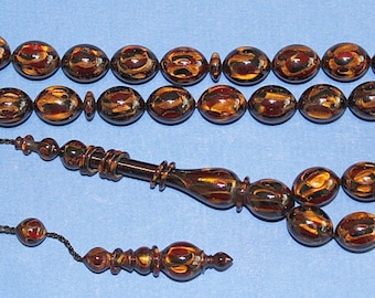 Prayer Worry Beads Tesbih Vintage Marbled Multicolor Galalith  -Exceptional Collector's