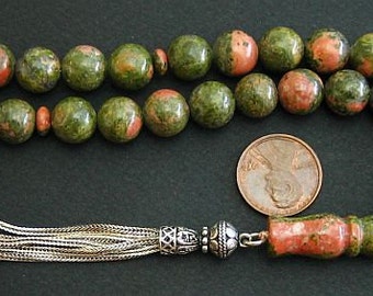 Prayer Worry Beads Tesbih Unakite and Sterling Silver Perfect, Complete