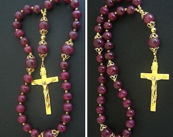 Anglican Episcopal Rosary Genuine Ruby and Gold