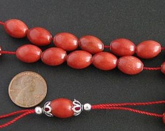 Greek Komboloi Worry Beads Red Marble and Sterling Silver