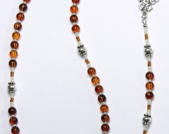 Catholic Rosary Prayer Beads Genuine Baltic Cognac Amber & Sterling