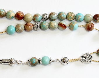 Greek Komboloi Worry Beads VARISCITE and Sterling Silver