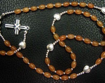 Catholic Rosary Prayer Beads Red Aventurine & Sterling Silver