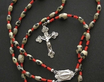 Catholic Rosary Gebetskette Dalmatian Jasper & Sterling Silver