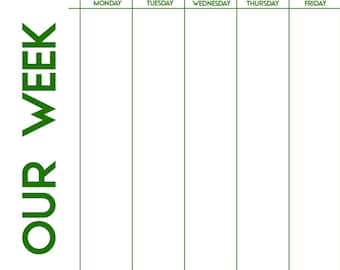 Weekly Calendar Printable Our Week and My Week Templates in Green - Letter and A5 sizes
