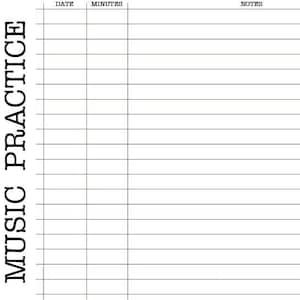 Music Practice Log Classic Black and White