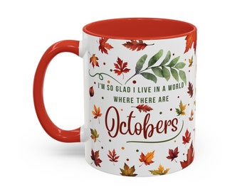 Cieszę się, że żyję w świecie, w którym są październiki. Kubek ceramiczny 11 oz, kubek dla miłośników książek, Ania z Zielonego Wzgórza