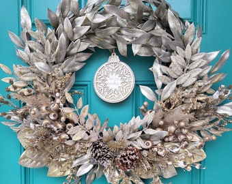 Champagne glittered holiday wreath