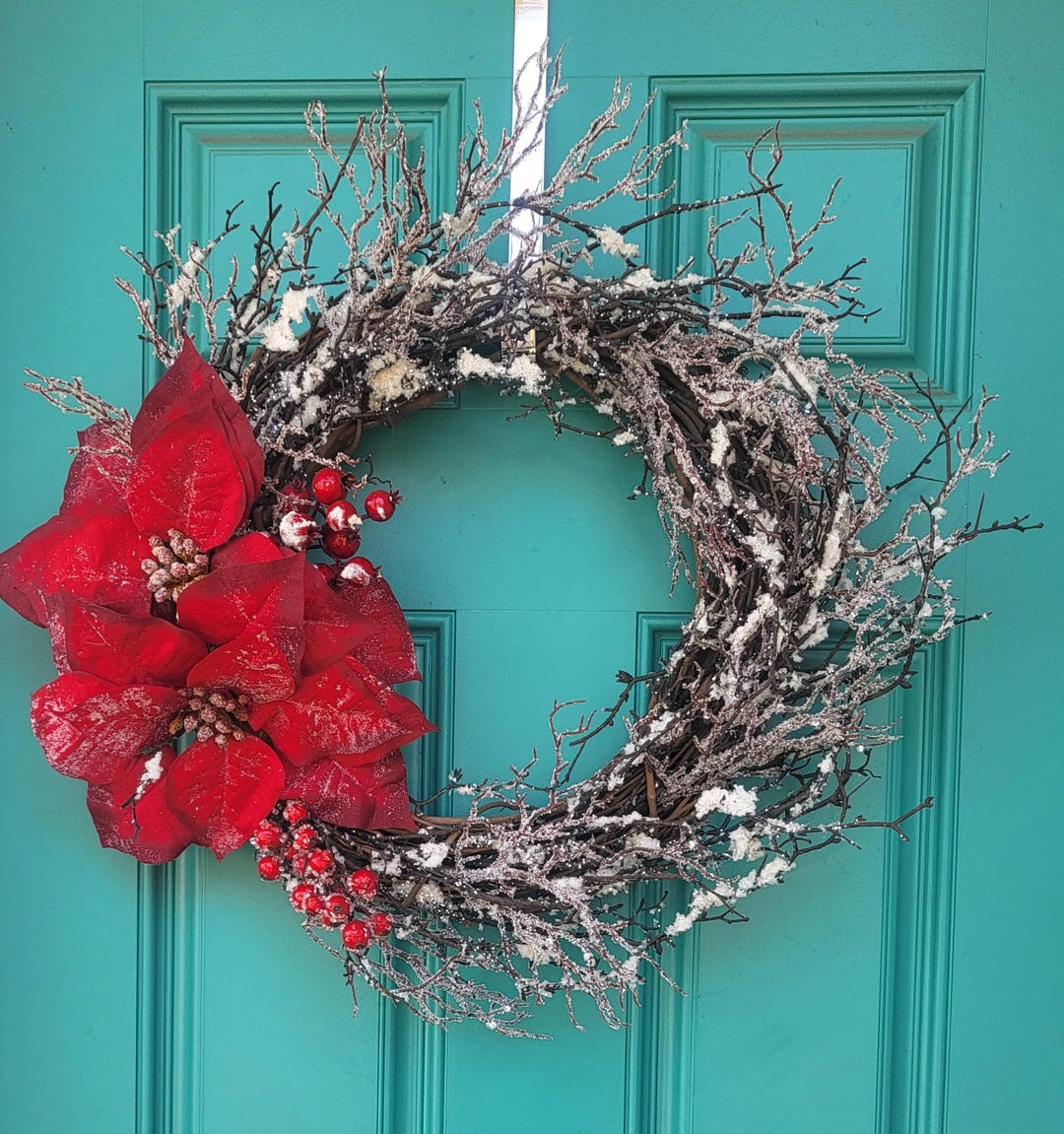 Christmas Red Poinsettias With Iced Branches and Berries - Etsy