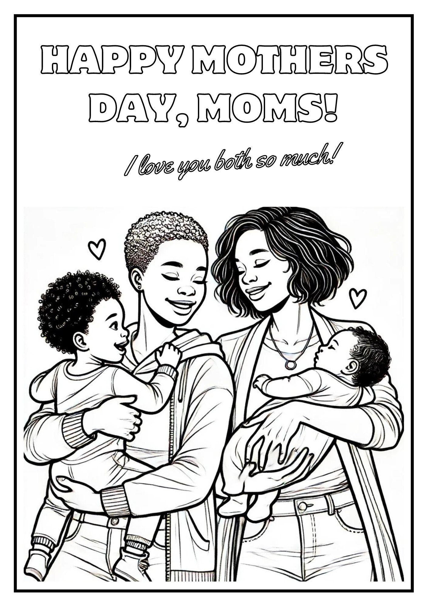 Mother's Day Coloring Pages for Same-sex Families - Etsy