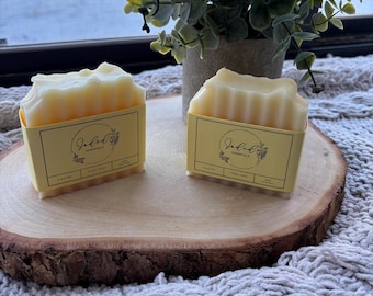 Jabón de limón y naranja dulce procesado en frío / Jabón vegano de cítricos hecho a mano con aceite de coco, palma y oliva / Barra de aromaterapia estimulante