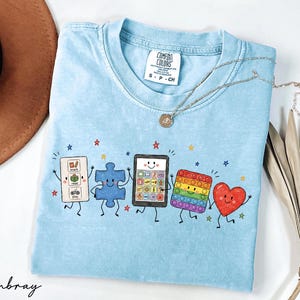 Comfort Colors® Autism Doodle Characters Shirt, Neurodiversity Tee, Inclusion Shirt, Autism Support Gift, SPED Teacher Shirt,Autism Mom Gift image 1