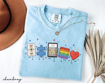 Comfort Colors® Autism Doodle Characters Shirt, Neurodiversity Tee, Inclusion Shirt, Autism Support Gift, SPED Teacher Shirt,Autism Mom Gift