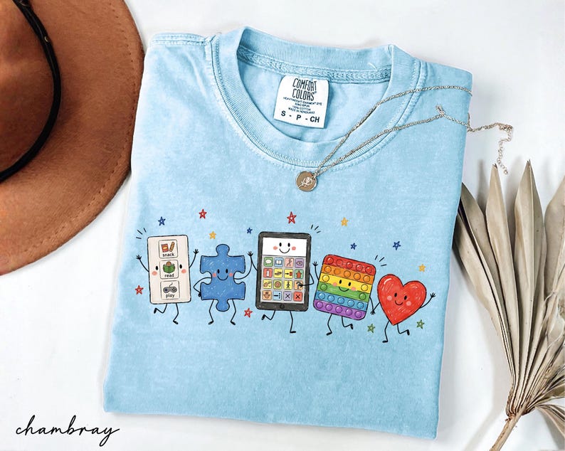 Comfort Colors® Autism Doodle Characters Shirt, Neurodiversity Tee, Inclusion Shirt, Autism Support Gift, SPED Teacher Shirt,Autism Mom Gift image 1