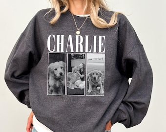 Custom Pet Photo Sweatshirt, Personalized Dog Or Cat Portrait Sweater, Pet Picture Memorial Gift For Dog Mom Or Dad, Pet Loss Remembrance