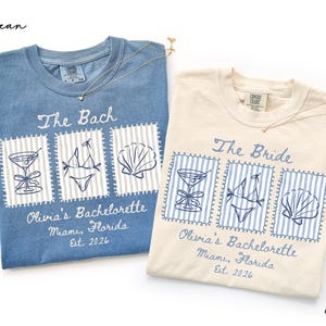 Custom Beach Bachelorette Shirt, Comfort Colors® The Bach Party Tee, Coastal Bride Trip Shirt, Beach Wedding Gift, Bikini Shell Cocktail Tee