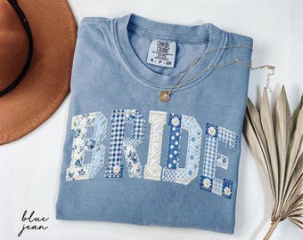 Comfort Colors® Bride Shirt, Blue Toile Floral Bride Tee, Chinoiserie Bridal Shower Gifts, Future Mrs Engagement Tee, Getting Ready Outfit
