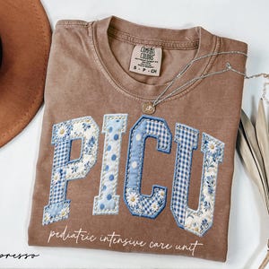 Comfort Colors® PICU Nurse Floral Shirt, Faux Patchwork Pediatric Intensive Care Unit Tee, Nurse Graduation Gift, Nurse Appreciation Gifts image 10