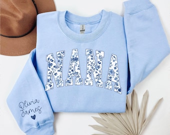 Custom Floral Nana Sweatshirt With Kids Names, Personalized Grandma Sweater, Mother's Day Gift, New Nana Gift, Mimi Gigi Crewneck, Mom Gift
