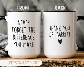 Personalized Doctor Mug, Custom Name Thank You Cup, Doctor Appreciation Gift, Medical Retirement Present, Custom Coffee Mug For Doctor Gift