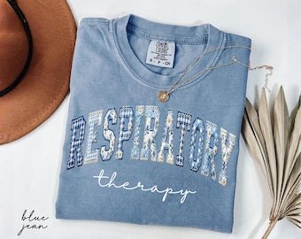 Comfort Colors® Respiratory Therapy Shirt, Floral Faux Patchwork RRT Tee, Respiratory Therapist Graduation Gift, RT Gift for Lung Therapist