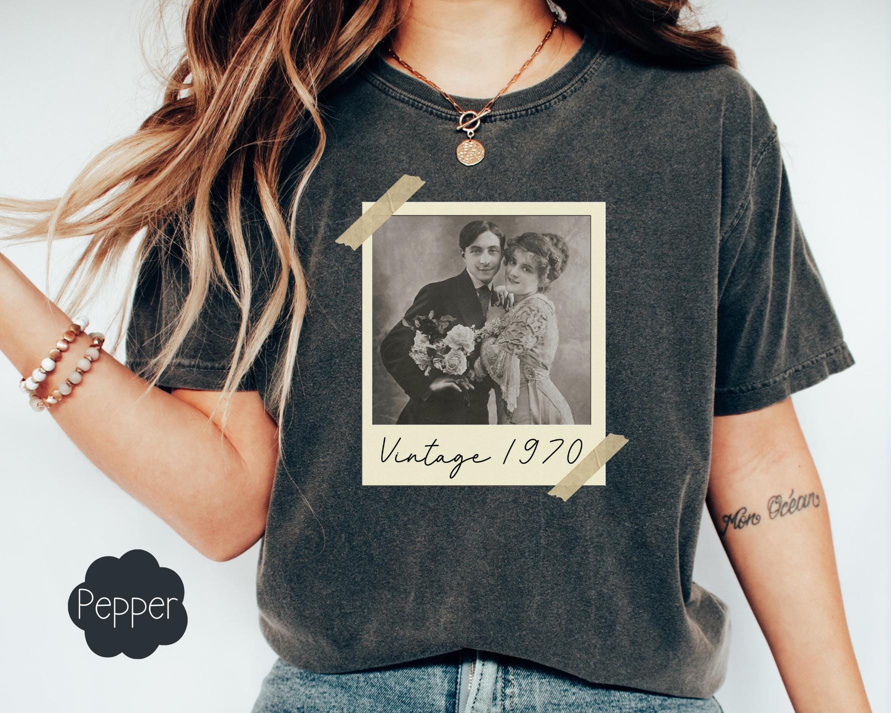 Custom 50th Anniversary Shirt, Vintage Photo And Year Shirt, Personalized Family Picture Tee, Couple Anniversary Year, Married For 50 Years