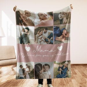 Personalized Photo Blanket Gifts for Mom, Mothers Day Gift 2024, Grandma Throw Blanket, Gift From Grandkids, Nana Gift, Blanket Mom Collage