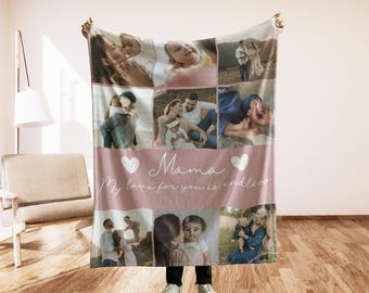 Personalized Photo Blanket Gifts for Mom, Mothers Day Gift 2024, Grandma Throw Blanket, Gift From Grandkids, Nana Gift, Blanket Mom Collage