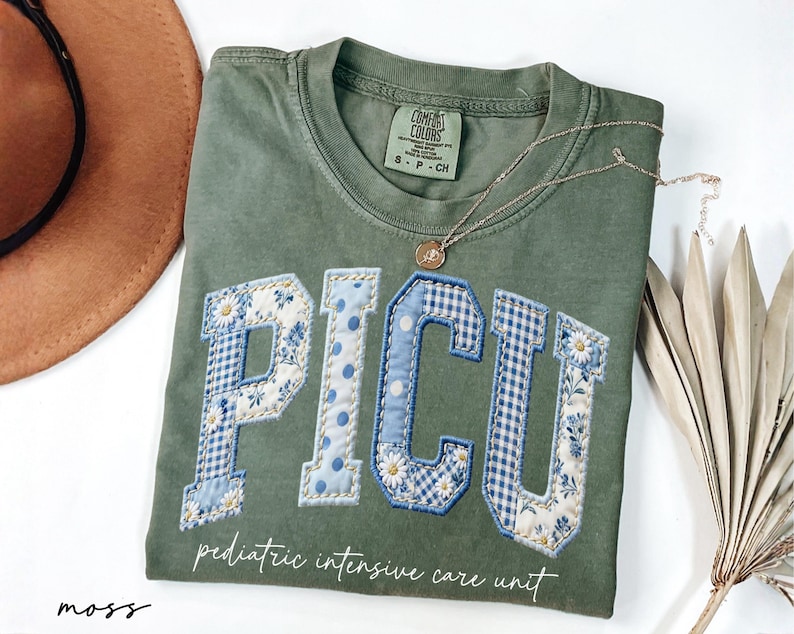 Comfort Colors® PICU Nurse Floral Shirt, Faux Patchwork Pediatric Intensive Care Unit Tee, Nurse Graduation Gift, Nurse Appreciation Gifts image 4