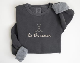 Tis The Season Hockey Sweatshirt, Women's Hockey Mama Tshirt For Game Day, Hockey Coach Sweater, Sports Mom Shirt, Ice Hockey Player Gifts