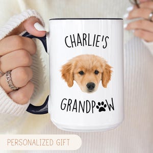 Custom Face Dog Mug, Personalized Grandpaw Mug, Father&#39;s Day Dog Dad Mug Gift, Gift From Dog, Dog Lover Gift, Pet Face Mug, New Dog Cup Gift