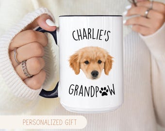 Custom Face Dog Mug, Personalized Grandpaw Mug, Father's Day Dog Dad Mug Gift, Gift From Dog, Dog Lover Gift, Pet Face Mug, New Dog Cup Gift