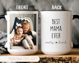 Personalized Photo Mug For Mom, Custom Picture Mug With Kids Names, Best Mom Ever Cup, Gift from Kids, Mother's Day Gift, Mom Birthday Gift