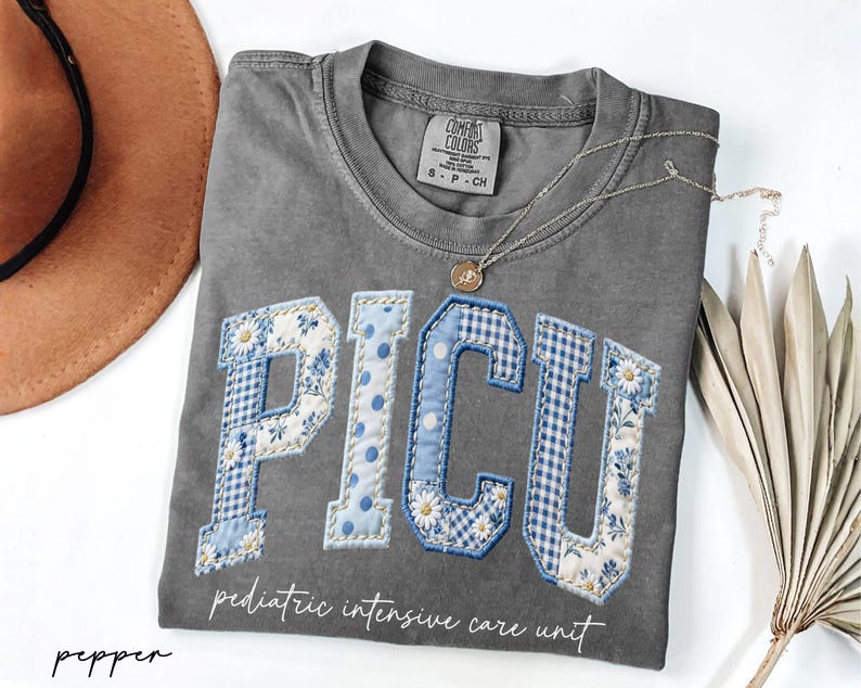 Comfort Colors® PICU Nurse Floral Shirt, Faux Patchwork Pediatric Intensive Care Unit Tee, Nurse Graduation Gift, Nurse Appreciation Gifts image 6