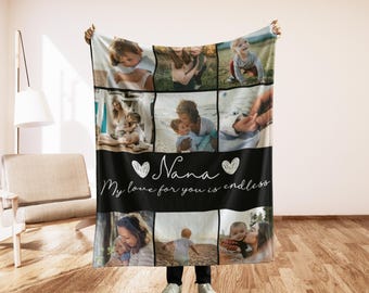 Personalized Photo Blanket Gifts for Grandma, Mothers Day Gift 2026, Grandma Throw Blanket, Gift From Grandkids, Grandma Birthday, Nana Gift