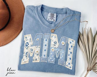 Comfort Colors® Mimi Shirt, Floral Toile Faux Patchwork Grandma Tee, Mothers Day Gift For Nana, New Mimi Gigi Gift, Mimi Birthday Shirt Gift