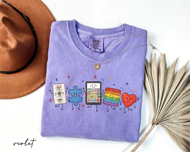 Comfort Colors® Autism Doodle Characters Shirt, Neurodiversity Tee, Inclusion Shirt, Autism Support Gift, SPED Teacher Shirt,Autism Mom Gift image 6
