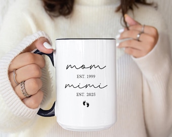 Custom Promoted to Mimi Est 2025 Mug, New Grandma Mug, Custom Future Gigi Mug, First Time Nana, Pregnancy Announcement, Mimi Gift from Kids