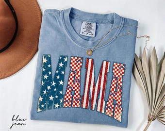 Comfort Colors® Mama 4th Of July Shirt, Patriotic Mama Tee, Retro USA Shirt, Fourth Of July Gift, American Mama Shirt, Independence Day Gift