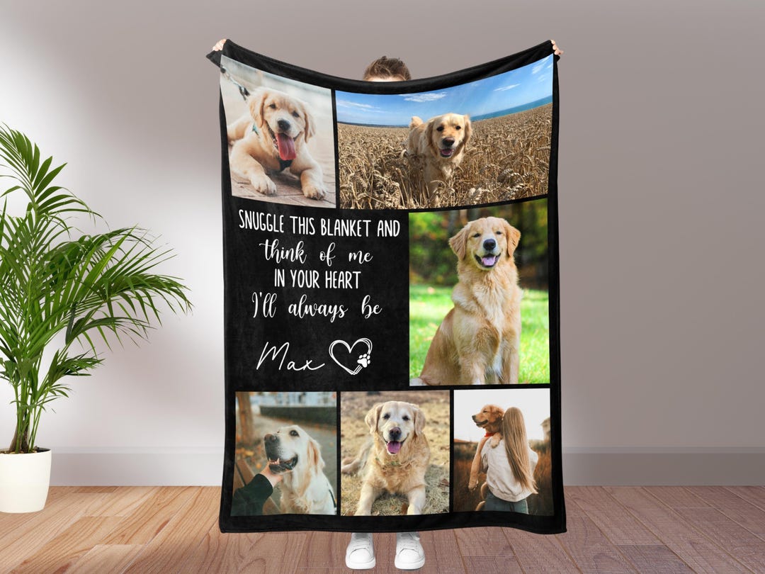 Personalized Dog Memorial Blanket, Custom Pet Photo Collage, Pet Loss ...