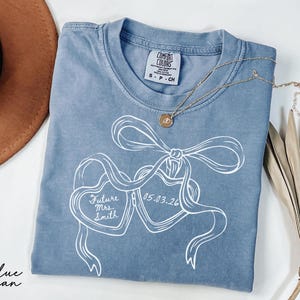 Custom Heart Locket Bride Shirt, Personalized Future Mrs Tee, Gift for Bride, Bachelorette Bride Coquette Bow Shirt, New Wife Gift, Fiancee