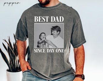 Comfort Colors® Custom Dad Photo Shirt, Vintage Picture Tee, Personalized Grandpa Tee Gift, Custom Shirt From Kids, Best Dad Since Day One