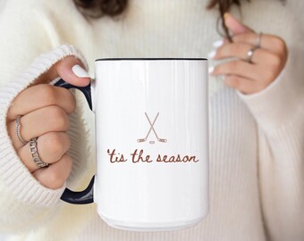 Tis The Season Hockey Mug, Ice Hockey Mug, Funny Sports Coffee Cup For Coach, Hockey Player Or Team Gift, Game Day Mug,Hockey Lover Mug Gift