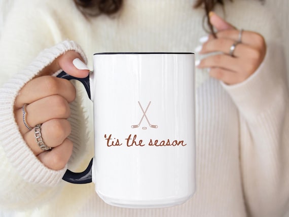 Tis The Season Hockey Mug, Ice Hockey Mug, Funny Sports Coffee Cup For Coach, Hockey Player Or Team Gift, Game Day Mug,Hockey Lover Mug Gift
