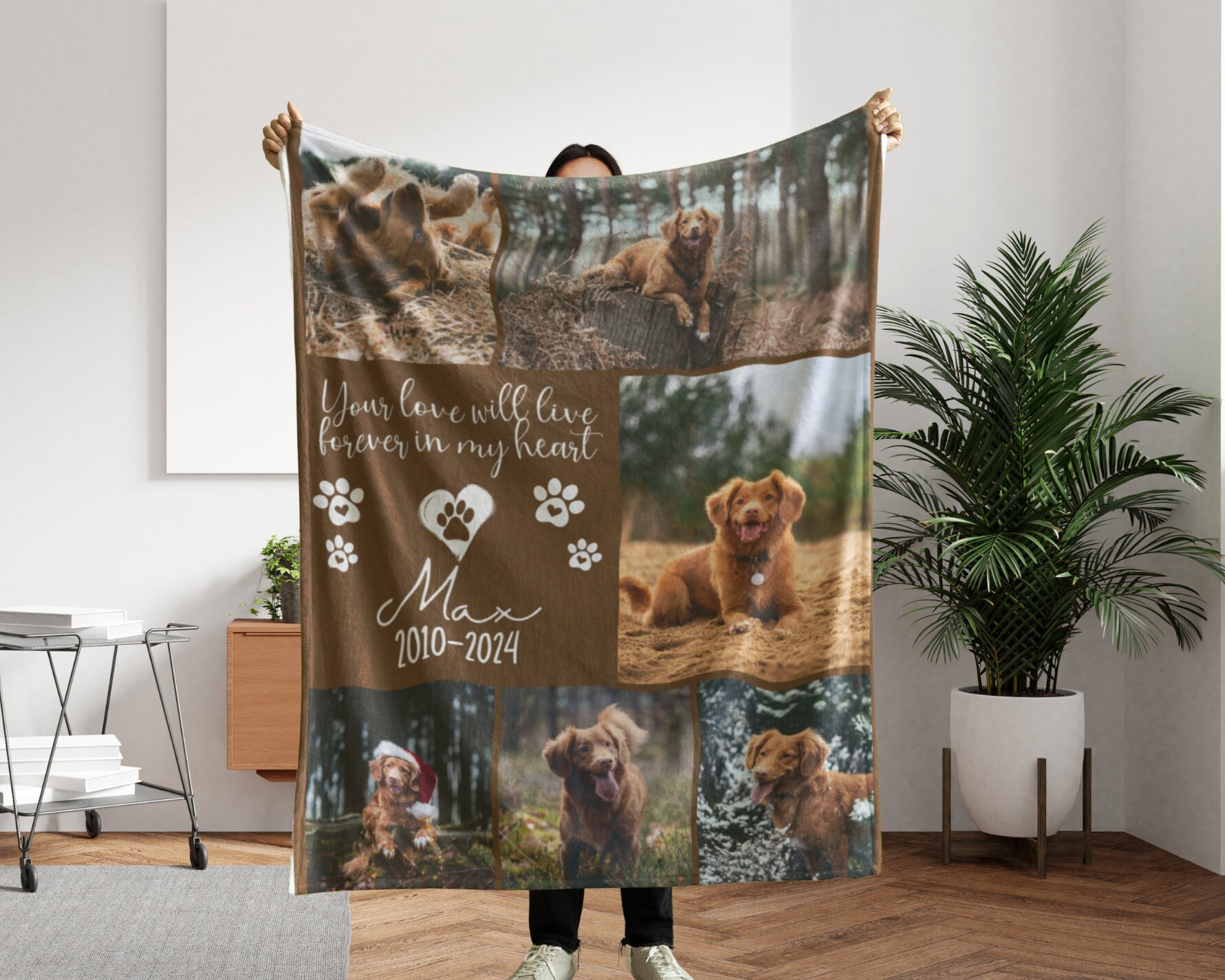 Personalized Pet Memorial Photo Blanket Collage, Custom Dog Photo ...